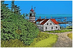 West Quoddy Light Overlooks Bay of Fundy - Digital Painting